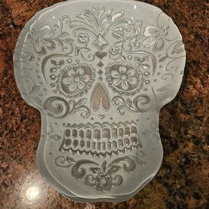 Silver and Black Sugar Skull Dish